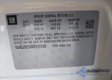 2013 Buick Lacrosse Touring Group z USA, uszkodzony, nr VIN 1G4GJ5E30DF319120